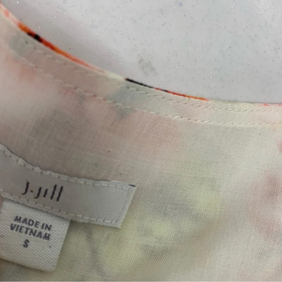 J Jill Midi Dress Small Pink Floral Cottage Core Flowy Boho‎ Coastal Peasant - Picture 12 of 15